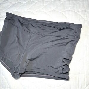 Kona Sol Swim Shorts Bottoms Gray Lattice Side Cutout Summer Athletic Large